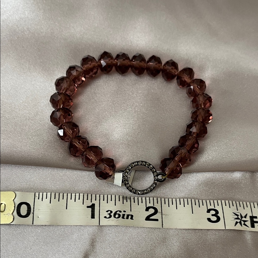 NWT Banana Republic - Amethyst Stretch Bracelet with Gunmetal and Rhinestone